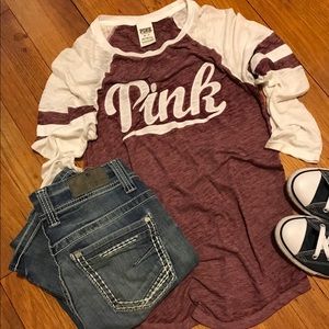 Victoria’s Secret PINK 3/4 Sleeve Baseball Tee